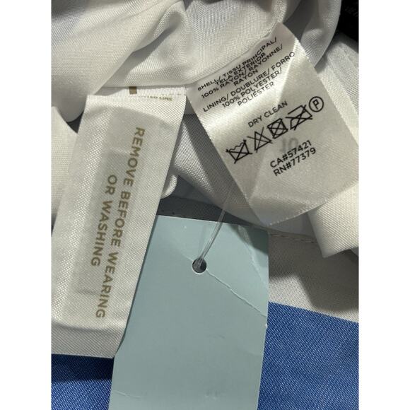 NEW Ann Taylor 12 Petite Awning Striped Tie Waist Circle Skirt Blue and White - Picture 11 of 13